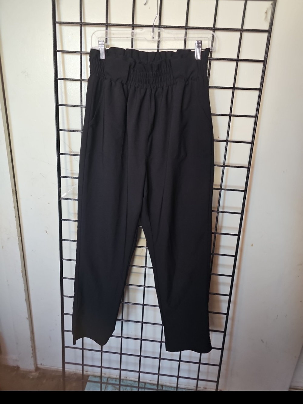Grace Karin Black Elastic-Waist Tapered Chinos